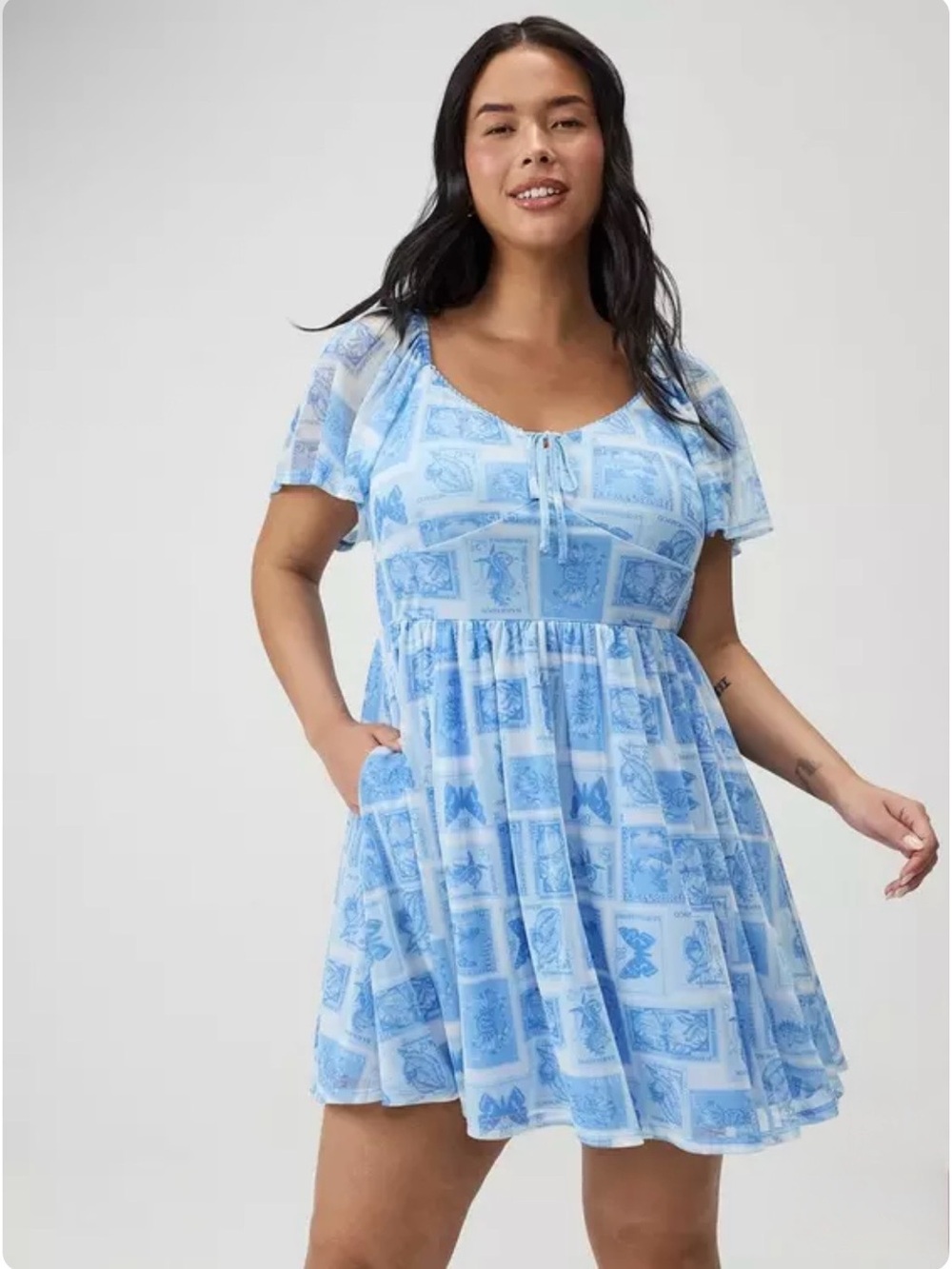torrid 🦋 NWT Flutter Sleeve Mesh Mini Dress - Size 0X 🦋